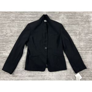 Jones Wear Blazer Womens 10 Black Striped One Button‎ Front